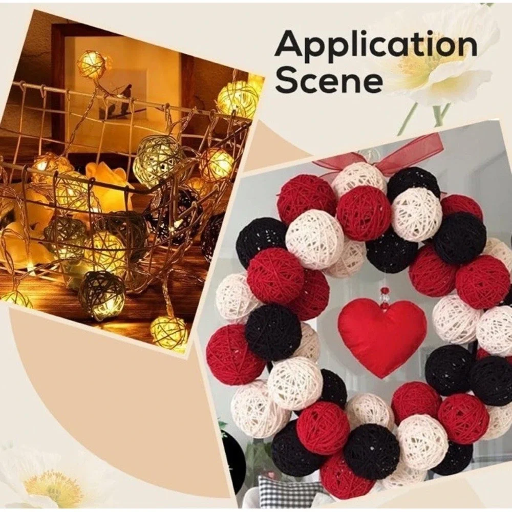 Wicker Rattan Balls Black 1.2